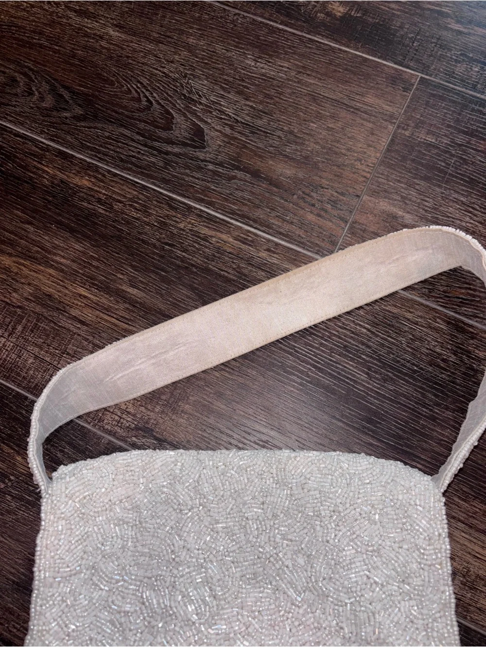 Embellished White Beaded Shoulder Bag
